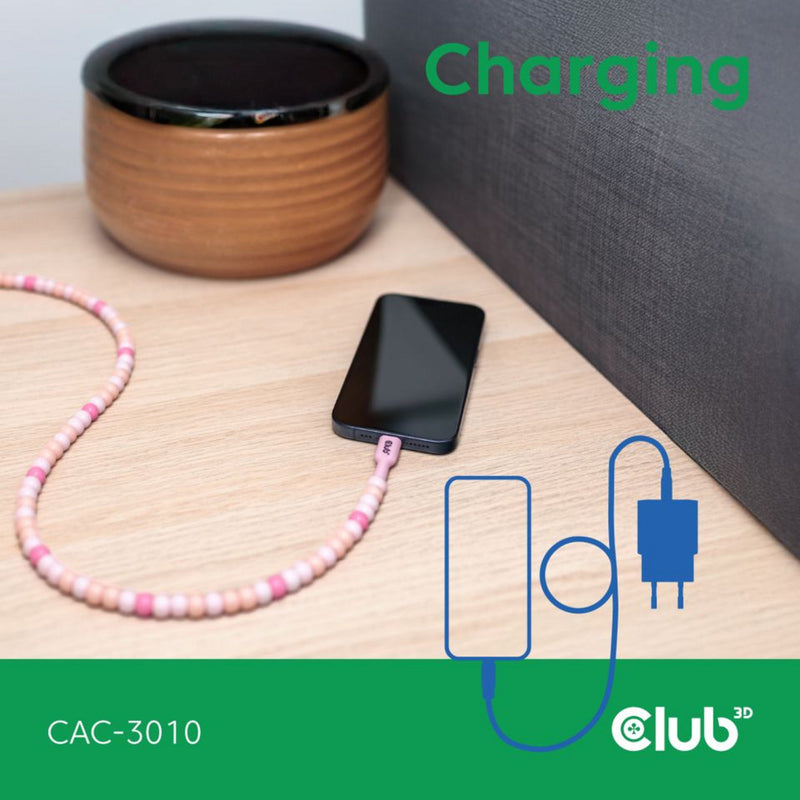 Afbeelding laden in galerijviewer, Club 3d usb-c beaded cable pink, 2 meter kabel (roze)