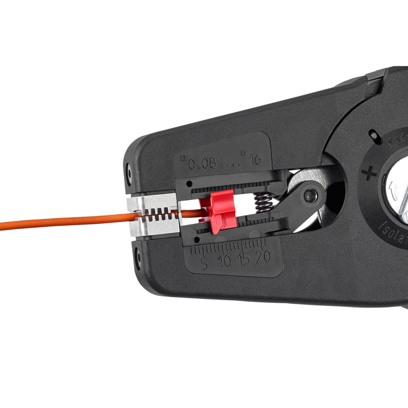 Load image into Gallery viewer, Knipex precistrip16 automatische afstriptang (zwart rood, geïntegreerde draadsnijder)