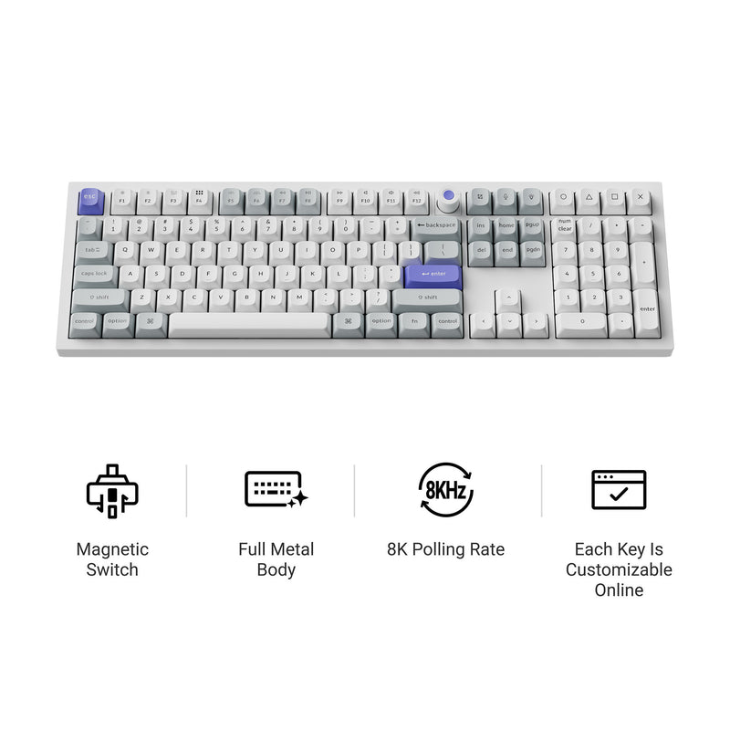 Load image into Gallery viewer, Keychron q6 he 8k magnetic switch keyboard (wit, us lay-out (qwerty), ultra-fast lime, 100%, rgb, hot swap, 8k)