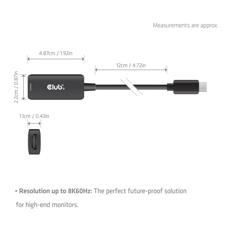 Afbeelding laden in galerijviewer, Club 3d cac-2505 usb-c naar hdmi 2.1 adapter 8k60hz (zwart)