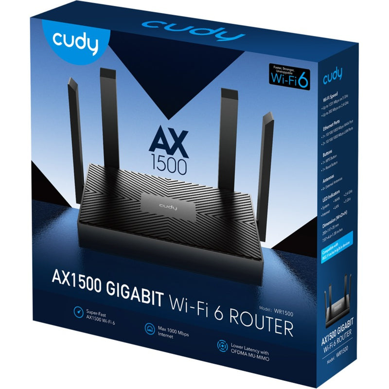 Load image into Gallery viewer, Cudy ax1500 gigabit wi-fi 6 router (zwart, app)