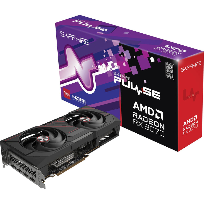 Load image into Gallery viewer, Sapphire radeon rx 9070 pulse grafische kaart (zwart, 2x displayport, 2x hdmi, rdna4)