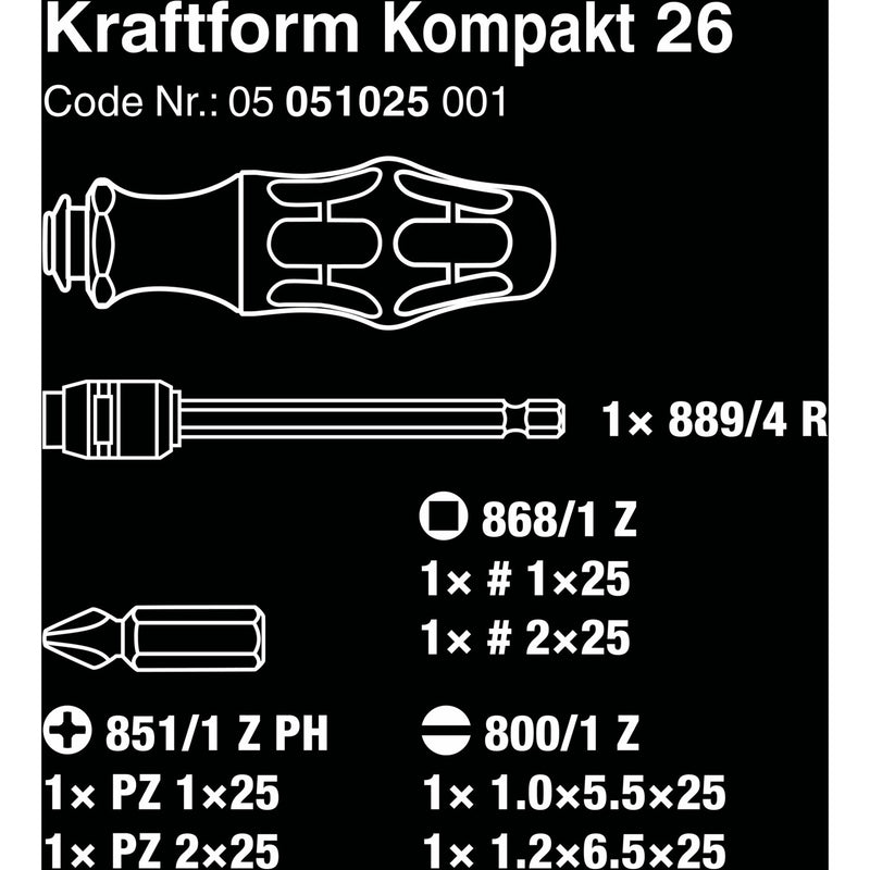 Load image into Gallery viewer, Wera kraftform kompakt 26 met etui, 7‑delig bitset (zwart groen)