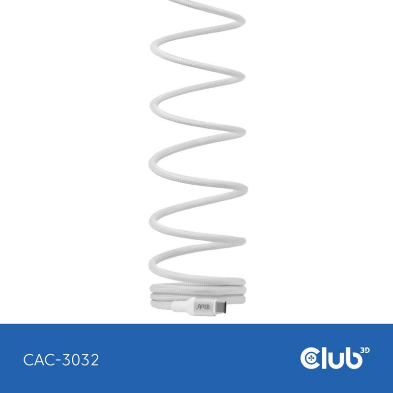 Afbeelding laden in galerijviewer, Club 3d usb-c magnetic-coil 240w pd3.1 white cable, 2 meter kabel (wit)