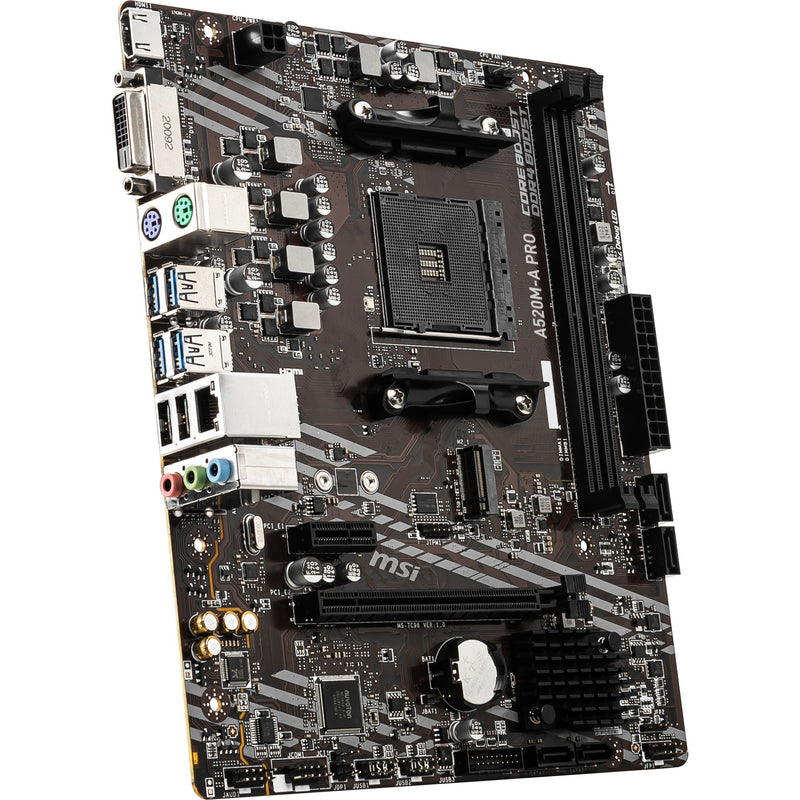 Load image into Gallery viewer, Msi a520m-a pro socket am4 moederbord (zwart grijs, raid, gb-lan, sound, µatx)