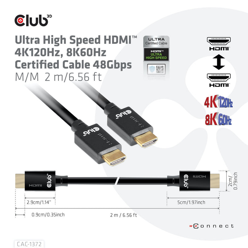Load image into Gallery viewer, Club 3d gecertificeerde ultra high speed hdmi 2.1 kabel (zwart, 2 meter, 8k)