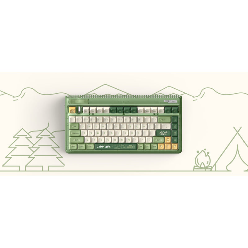 Afbeelding laden in galerijviewer, Iqunix og80 camping wireless mechanical keyboard (groen, us lay-out (qwerty), cherry mx red, 80% (tkl), rgb leds, hot-swappable, pbt, 2.4ghz | bluetooth 5.1 | usb-c)