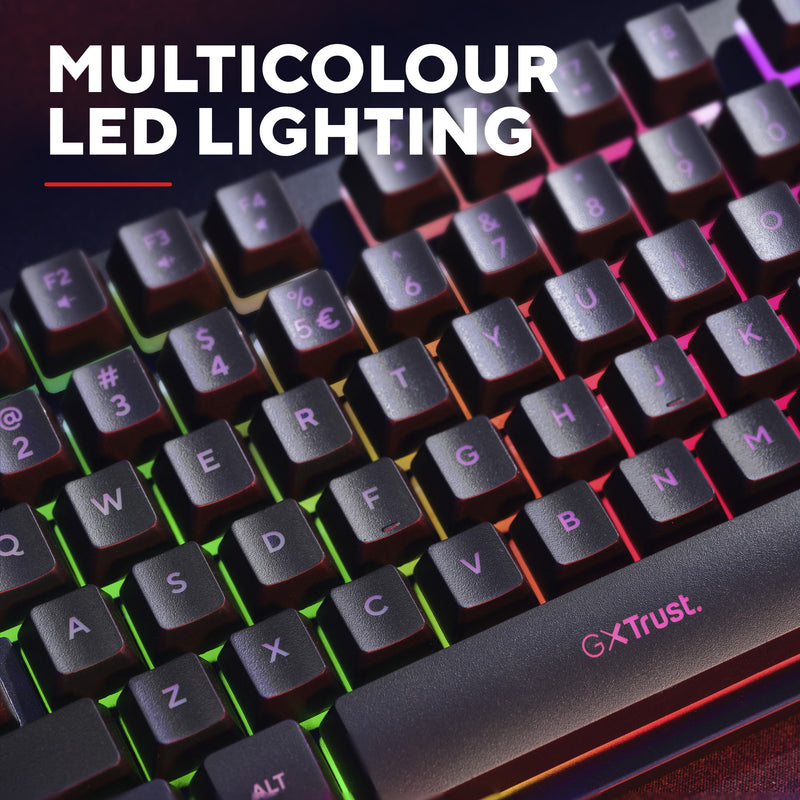 Load image into Gallery viewer, Trust gxt 833 thado toetsenbord met tkl-verlichting (zwart, us lay-out (qwerty), 80% (tkl), rgb)
