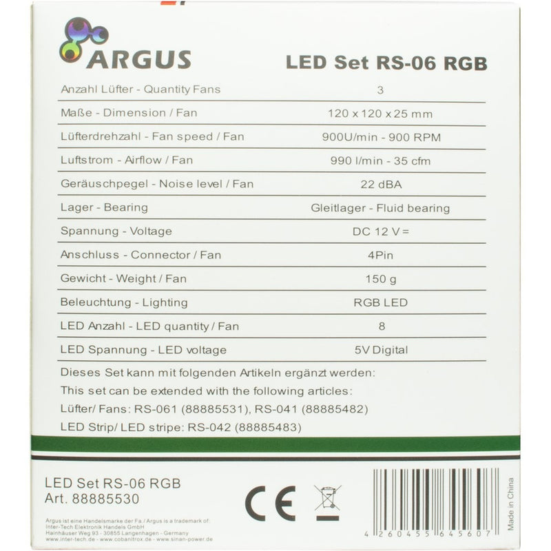 Load image into Gallery viewer, Inter-tech argus rgb-fan set rs-06 case fans (3 stuks, 120 x 120 x 25 mm, pwm)