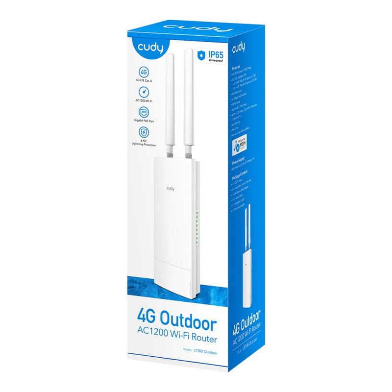 Afbeelding laden in galerijviewer, Cudy outdoor 4g lte cat 6 ac1200 wi-fi gigabit router (wit, poe, mesh, app)