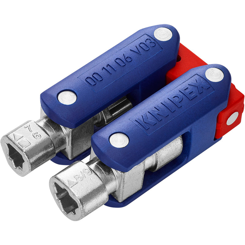 Load image into Gallery viewer, Knipex schakelkastsleutel doublejoint 00 11 06 v03 dopsleutel (blauw rood)