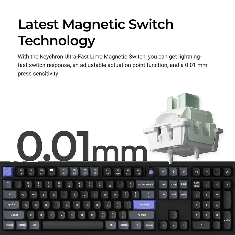 Load image into Gallery viewer, Keychron q6 he 8k magnetic switch keyboard (zwart, us lay-out (qwerty), ultra-fast lime, 100%, rgb, hot swap, 8k)