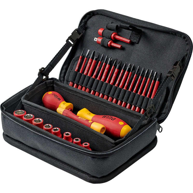 Load image into Gallery viewer, Wiha gereedschapset slimvario electric schroevendraaier (rood geel, 31-delig in functionele tas)