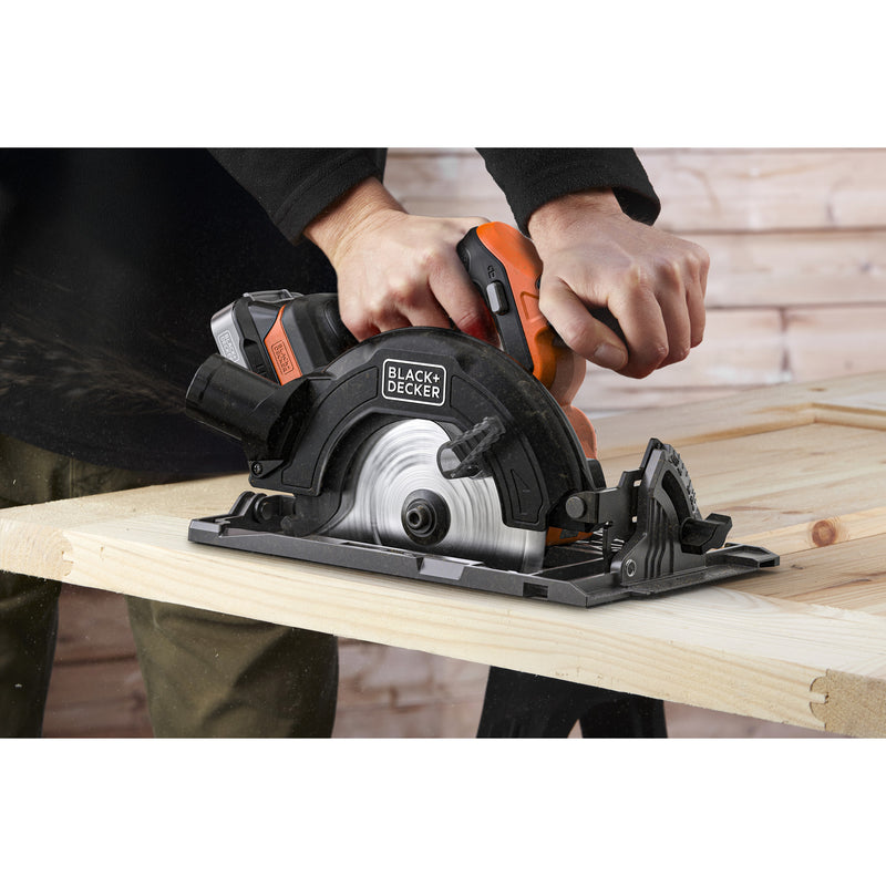 Afbeelding laden in galerijviewer, Black+decker 18v brushless cirkelzaag 165mm handcirkelzaag (zwart oranje, accu en oplader niet inbegrepen)