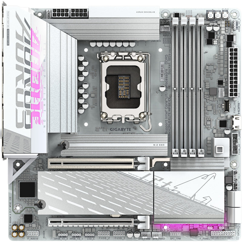 Load image into Gallery viewer, Gigabyte b860m aorus elite wifi6e ice socket 1851 moederbord (zilver wit, raid, 2.5gb-lan, wi-fi 7, bt, sound, µatx)