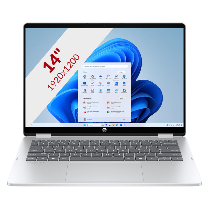 Load image into Gallery viewer, Hp omnibook 5 flip 2-in-1 14-fp0255ndx 14 laptop (zilver | core 5 120u | intel graphics | 16 gb | 512 gb ssd | touch)