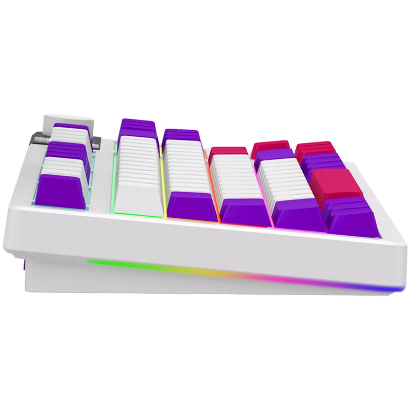 Afbeelding laden in galerijviewer, Lorgar kbp70tklw rgb mechanisch gaming toetsenbord (wit, us lay-out (qwerty), logar toxic purple, 80% (tkl), rgb, hot-swappable, pbt double-shot, bluetooth | 2.4ghz | usb)