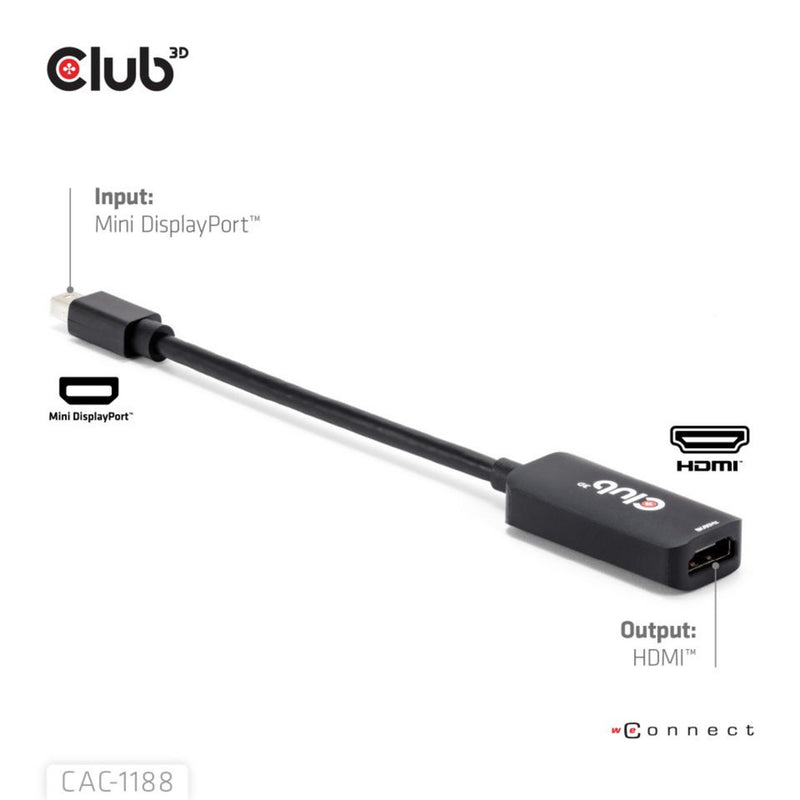 Afbeelding laden in galerijviewer, Club 3d mini displayport 1.4 naar hdmi 8k60hz m f adapter (zwart)