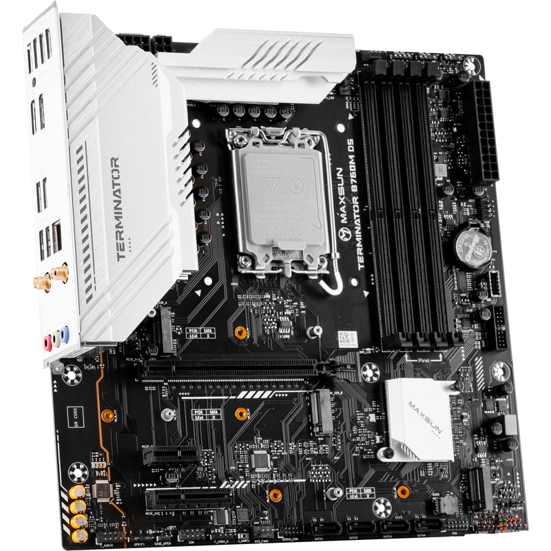 Afbeelding laden in galerijviewer, Maxsun ms-terminator b760m d5 wifi socket 1700 moederbord (zwart, raid, 2.5 gb-lan, wlan, bt, sound, µatx)