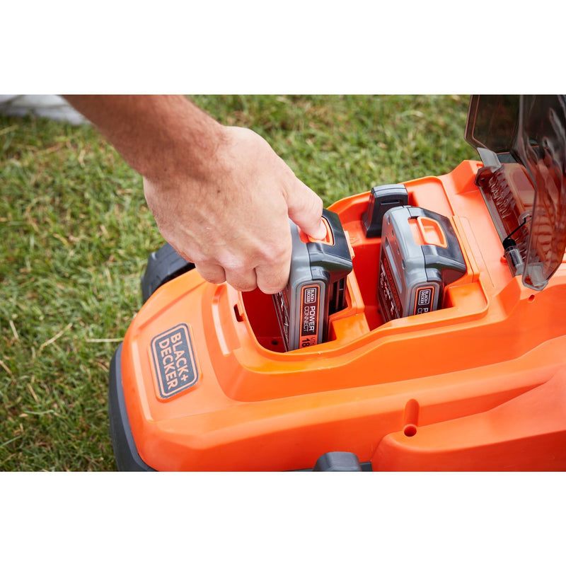 Afbeelding laden in galerijviewer, Black+decker bcmw3318l2-qw 2x 18v grasmaaier (oranje zwart, 2x 18v 2.5ah accu en oplader inbegrepen)