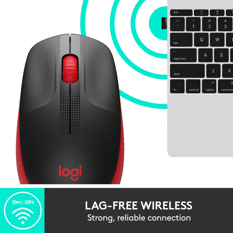 Load image into Gallery viewer, Logitech m190 full-size wireless mouse (rood, 1000 dpi)