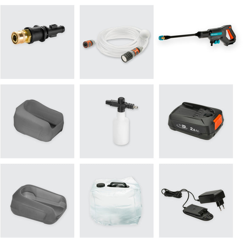Load image into Gallery viewer, Gardena aquaclean 24 18 v p4a premium set drukreiniger (grijs turquoise, 14800-31, accu inbegrepen)