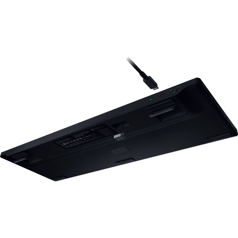 Load image into Gallery viewer, Razer blackwidow v4 low-profile hyperspeed rgb mechanisch gaming toetsenbord (zwart, us lay-out (qwerty), low-profile yellow, 100%)