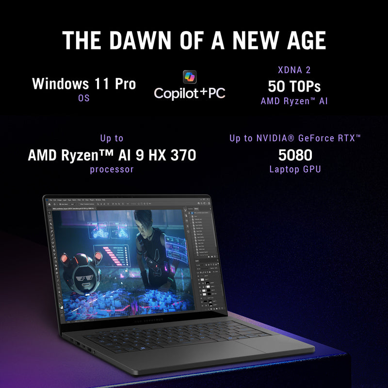 Afbeelding laden in galerijviewer, Asus rog zephyrus g14 ga403up-qs005w 14 copilot+ gaming laptop (grijs | ryzen 9 270 | rtx 5070 | 32 gb | 1 tb ssd | oled)