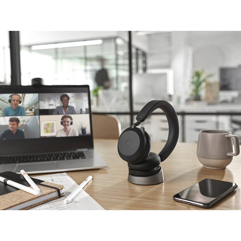 Load image into Gallery viewer, Jabra evolve2 75 on-ear headset (zwart, link380c, microsoft teams)