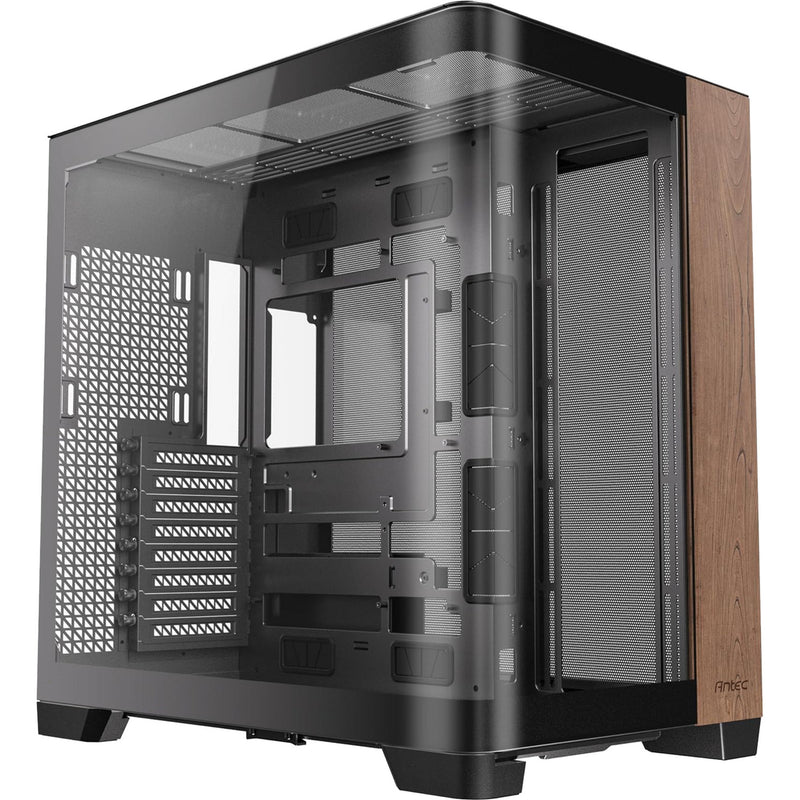 Load image into Gallery viewer, Antec c8 curve wood midi tower behuizing (zwart houtkleur | 2x usb-a | 1x usb-c | tempered glass)
