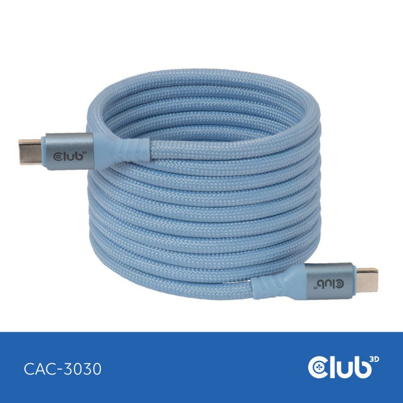 Afbeelding laden in galerijviewer, Club 3d usb-c magnetic-coil 240w pd3.1 blue cable, 2 meter kabel (blauw)