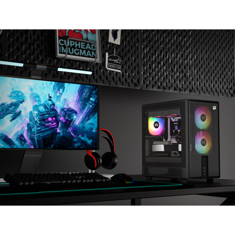 Afbeelding laden in galerijviewer, Xyz pc gear atom midi tower behuizing (zwart | 2x usb-a | 1x usb-c | tempered glass)