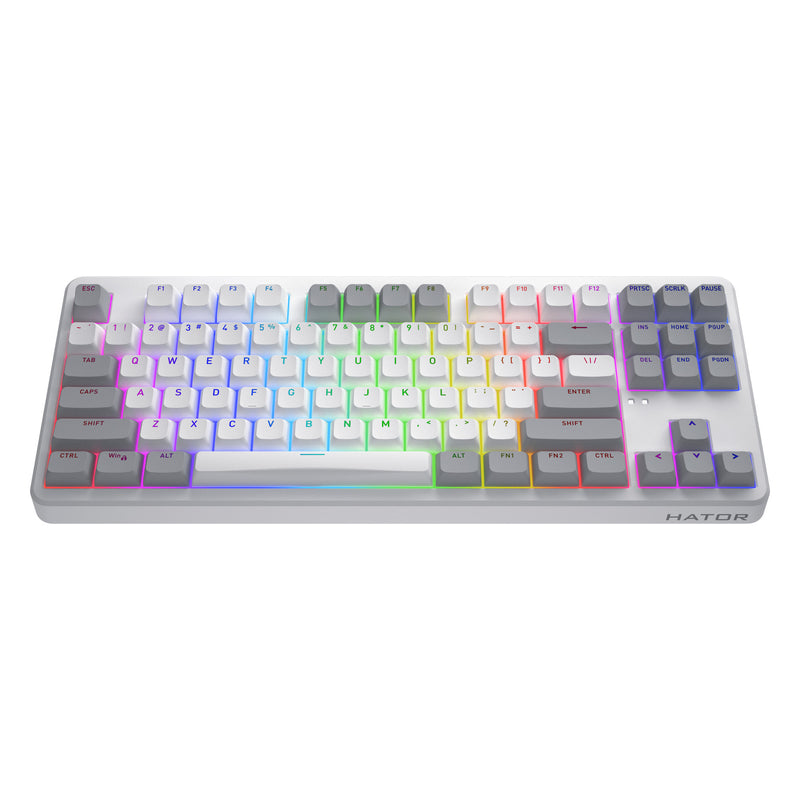 Load image into Gallery viewer, Hator rockfall 3 tkl wireless rgb mechanisch gaming toetsenbord (wit, us lay-out (qwerty), hator aurum orange, 80% (tkl), rgb, pbt keycaps, hotswap, 2.4 ghz bluetooth usb-c)