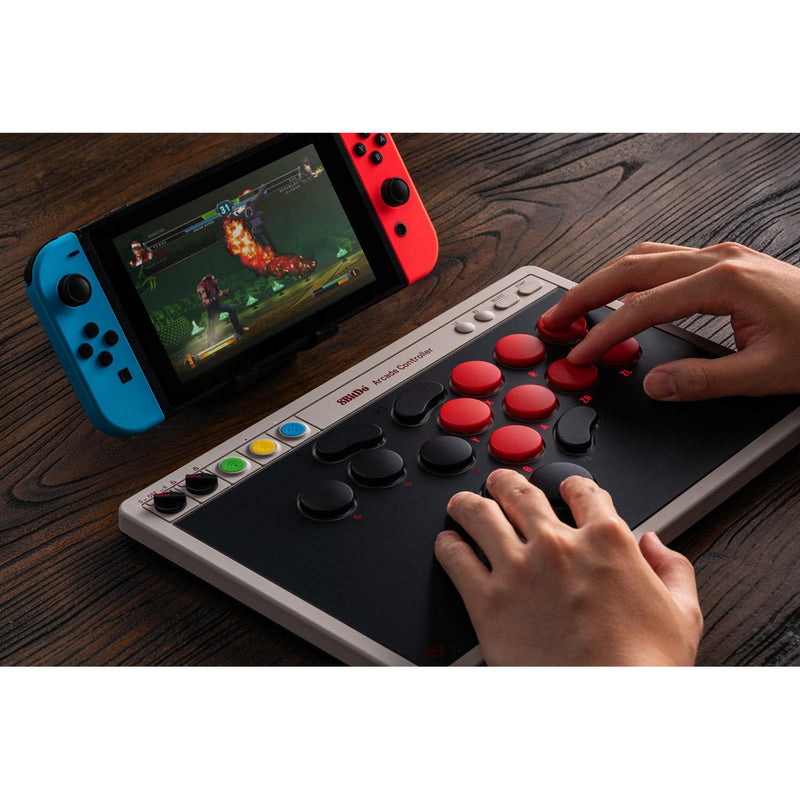 Afbeelding laden in galerijviewer, 8bitdo arcade controller (grijs rood, 2.4 ghz bluetooth usb, nintendo switch 1 + 2, pc)