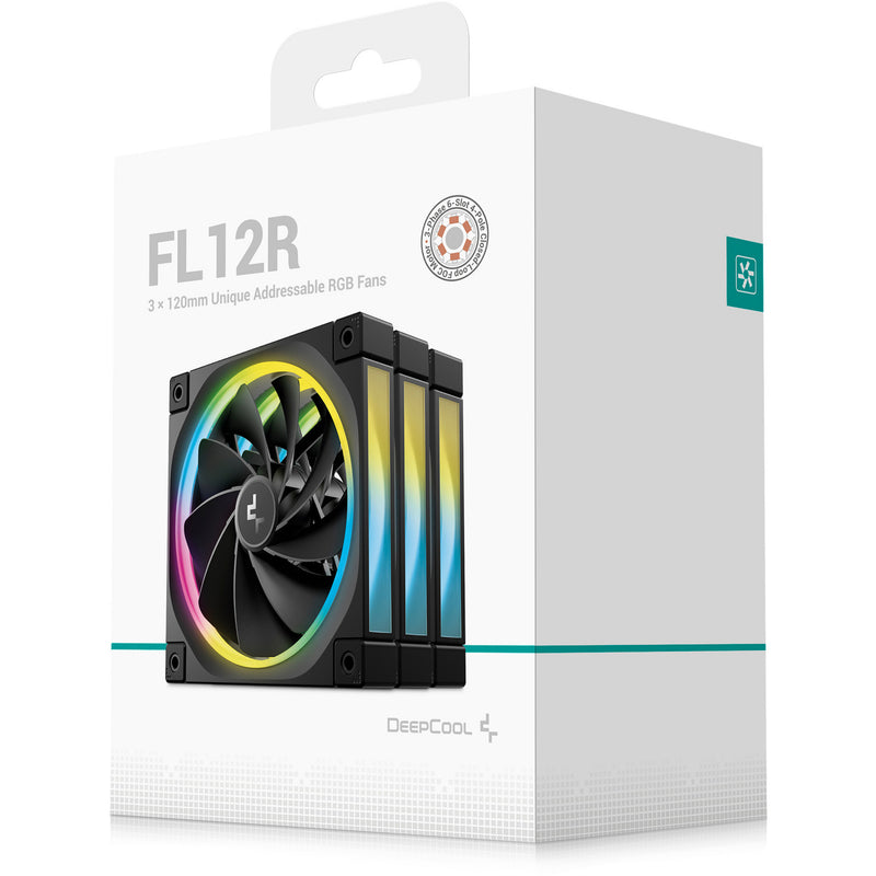 Afbeelding laden in galerijviewer, Deepcool fl12r rgb case fans (zwart, 3 stuks, 120 x 120 x 25 mm, pwm)