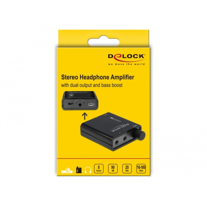 Load image into Gallery viewer, Delock portable stereo hoofdtelefoon versterker (zwart)