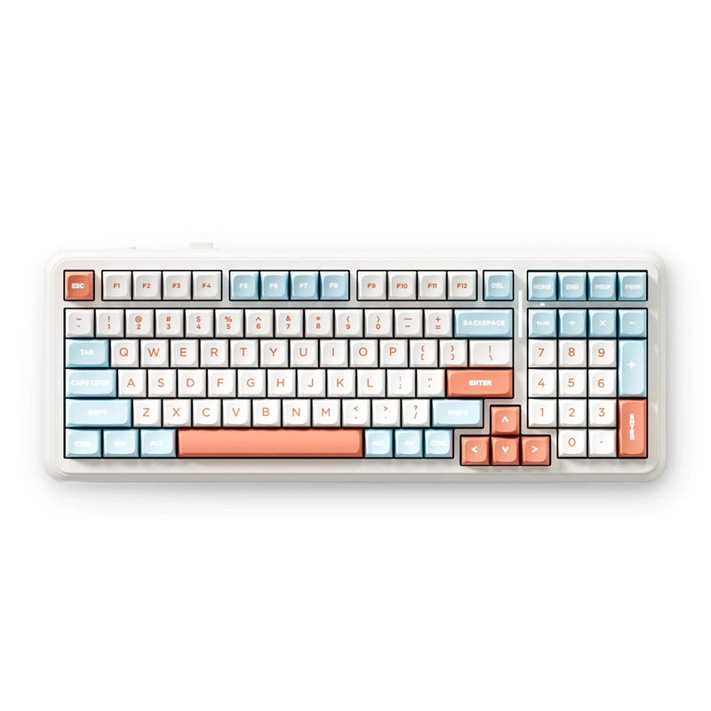 Afbeelding laden in galerijviewer, Mchose k99 v2 wireless gasket mount mechanical keyboard (wit, us lay-out (qwerty), kailh box icy creamsicle, 99%, rgb, pbt keycaps, hot-swap, 2.4 ghz | bluetooth | usb-c)