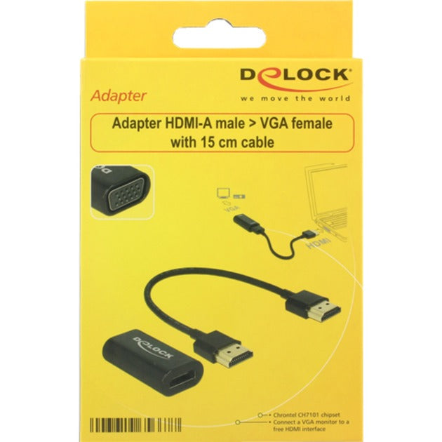 Load image into Gallery viewer, Delock hdmi a (female) > vga (female) adapter (zwart, 0,15 meter)