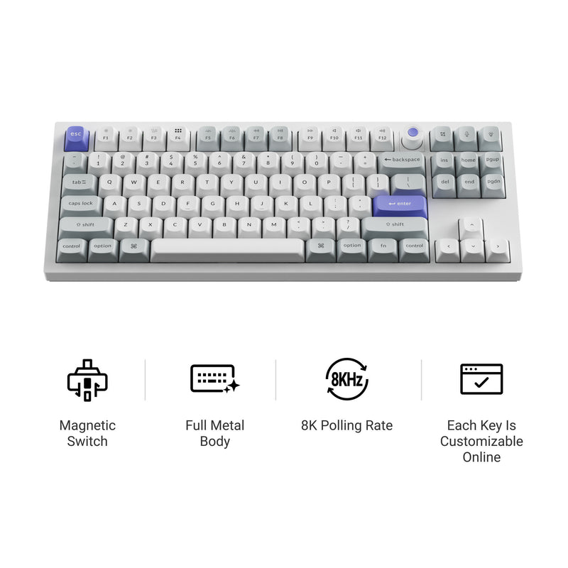 Load image into Gallery viewer, Keychron q3 he 8k magnetic switch keyboard (zwart, us lay-out (qwerty), ultra-fast lime, 80% (tkl) , rgb, hot swap, 8k)