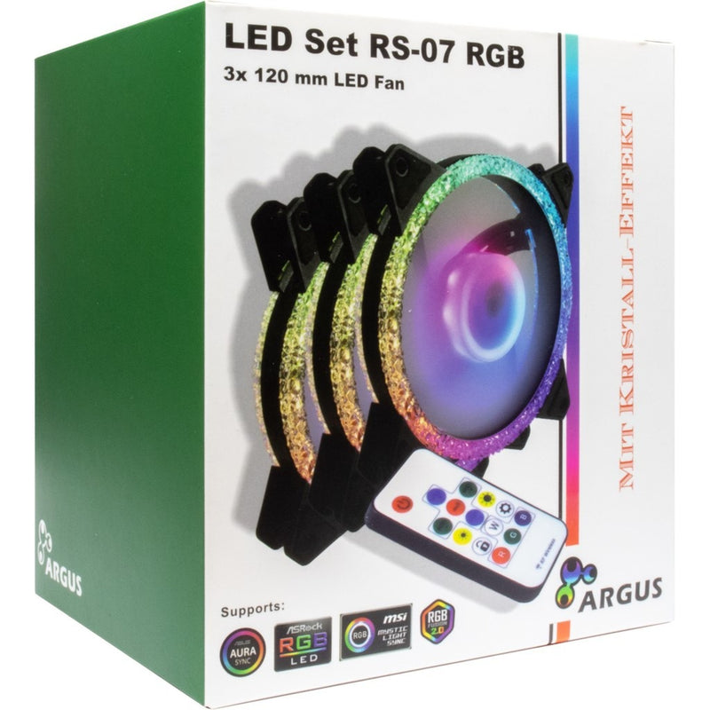 Load image into Gallery viewer, Inter-tech argus rs-07 rgb set120x120x25 case fans (zwart, 3 stuks, 120 x 120 x 25 mm, pwm)