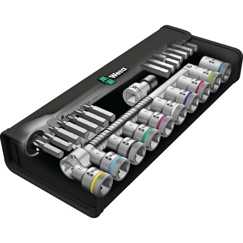 Load image into Gallery viewer, Wera 8100 sc 8 zyklop metal-ratelset omschakelbaar, 1 2 aandrijving gereedschapsset (28-delig)
