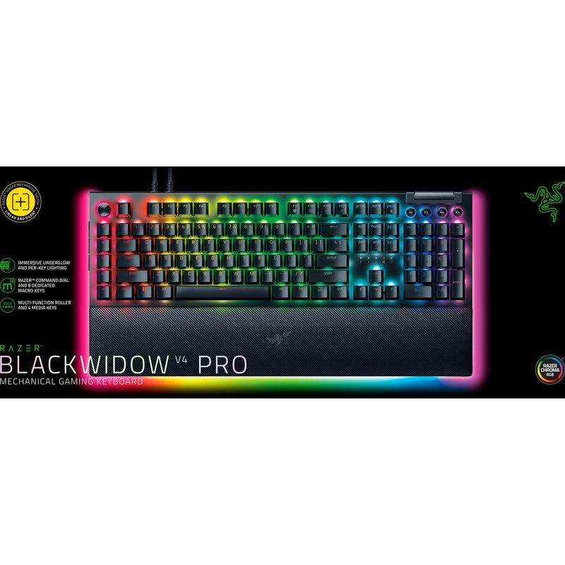 Load image into Gallery viewer, Razer blackwidow v4 pro, gaming toetsenbord (zwart, us lay-out, yellow, rgb leds, doubleshot abs)
