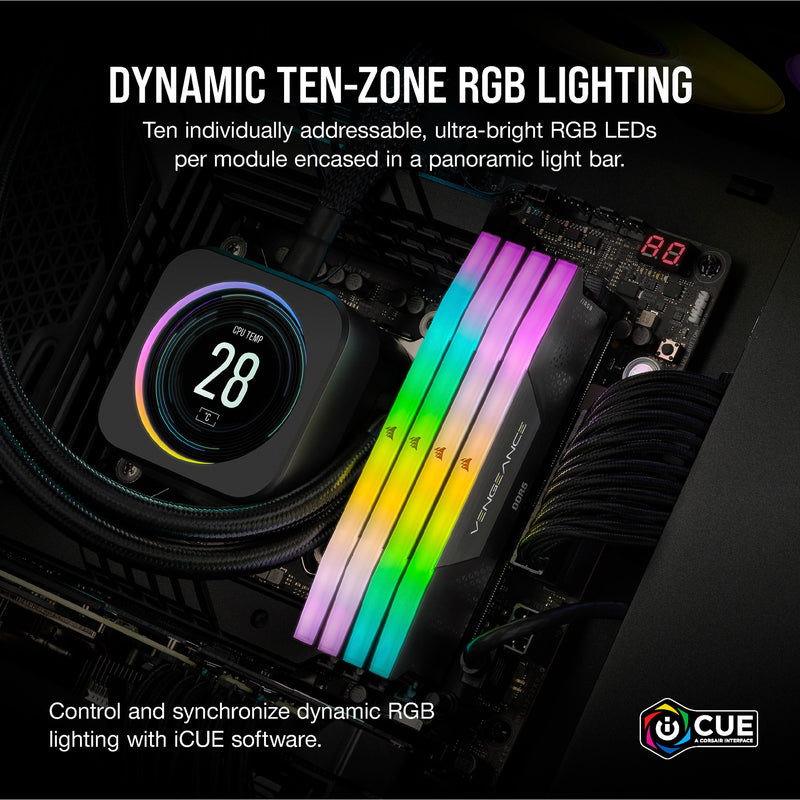 Load image into Gallery viewer, Corsair vengeance rgb 32 gb ddr5-6000 (2x 16 gb) werkgeheugen (zwart, cmh32gx5m2d6000z38, xmp, expo)