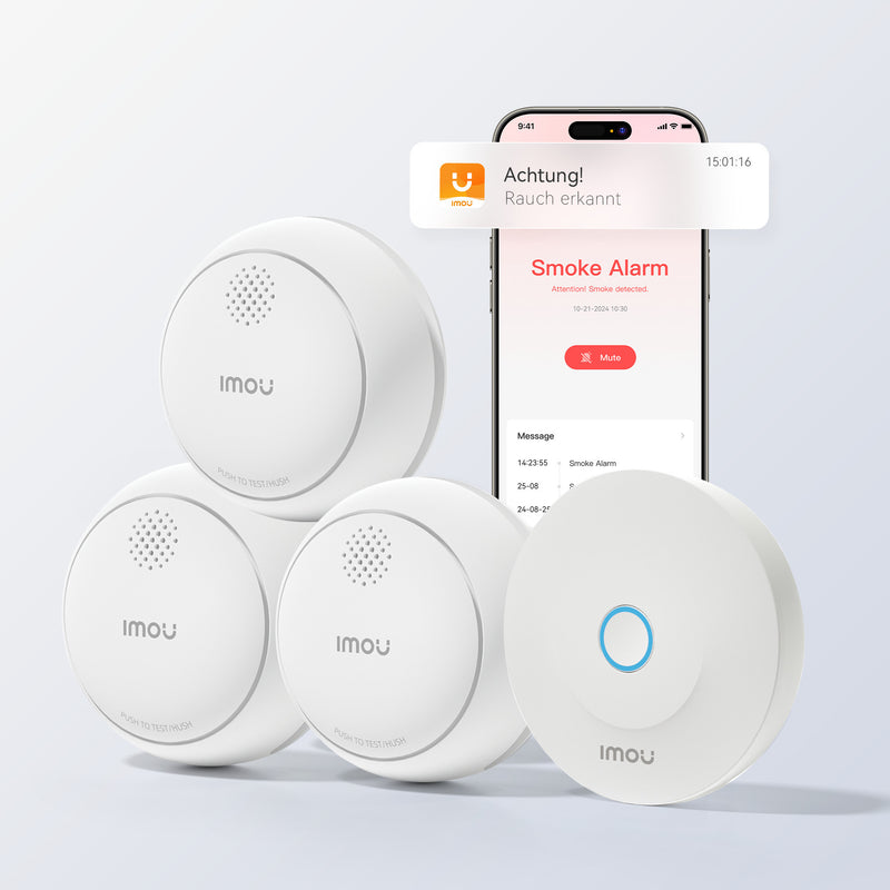 Afbeelding laden in galerijviewer, Imou slimme rookmelder - zsm1 bundel (wit, 3 stuks + zg2s smart gateway, zigbee)