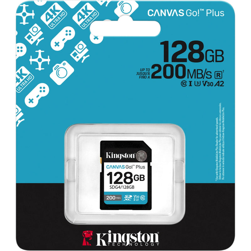 Load image into Gallery viewer, Kingston canvas go! plus sdxc 128 gb geheugenkaart (zwart, class 10, uhs-i u3, v30)