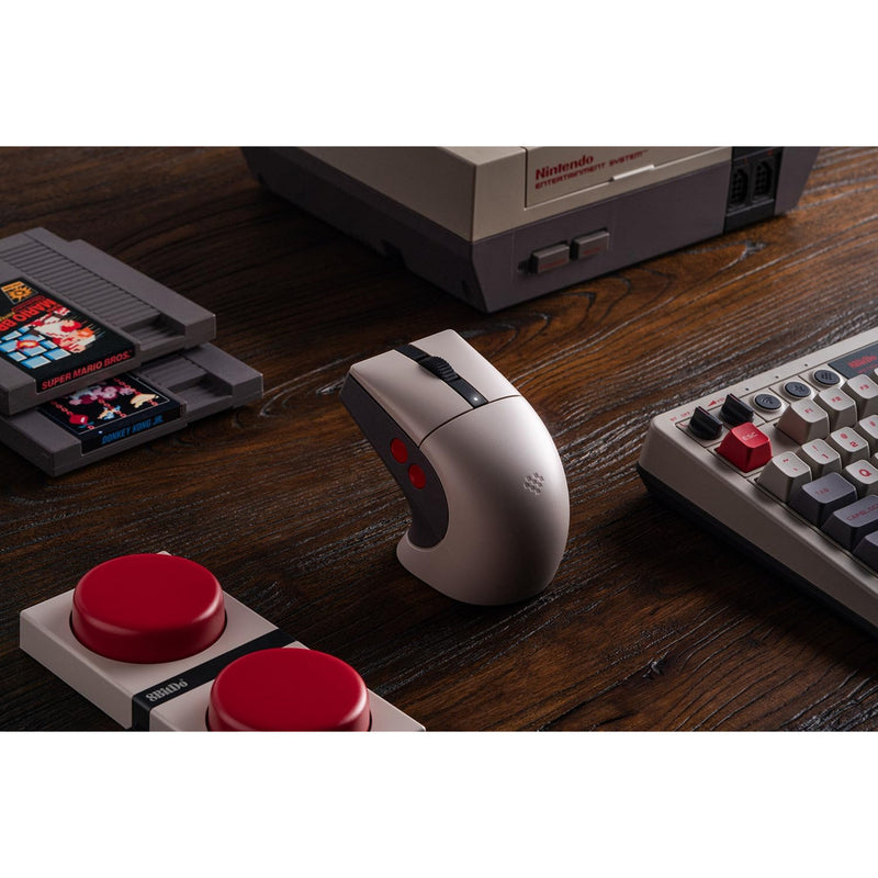 Afbeelding laden in galerijviewer, 8bitdo retro r8 mouse - n edition (grijs rood, 50 - 26000 dpi, bluetooth usb-c 2.4 ghz)