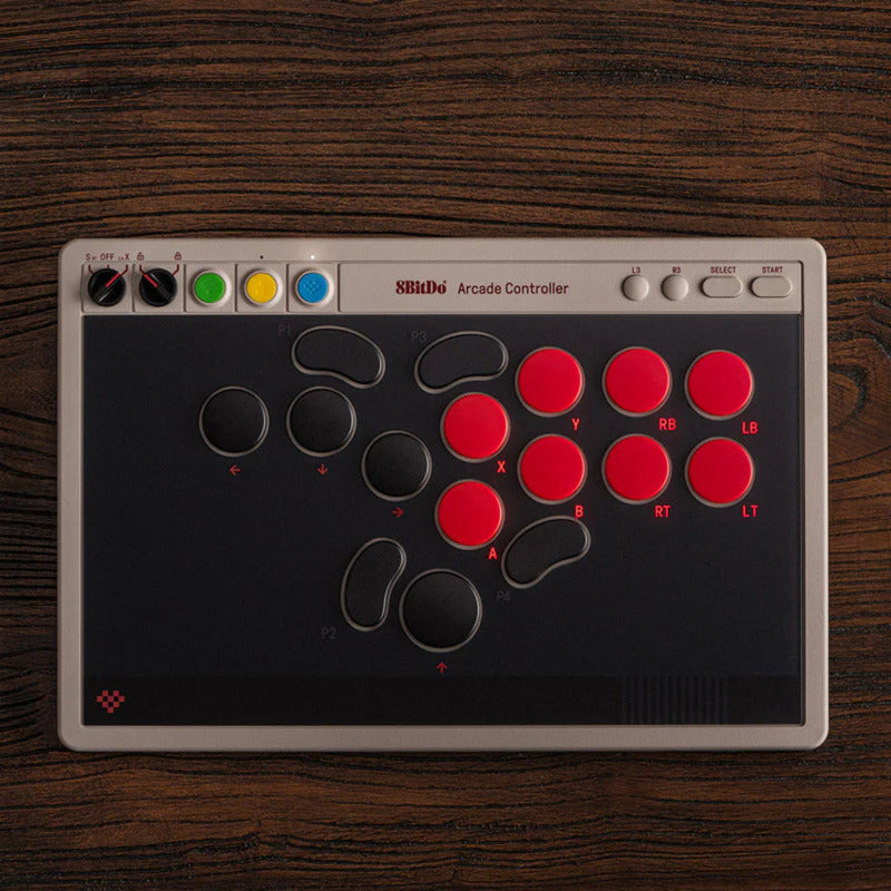 Afbeelding laden in galerijviewer, 8bitdo arcade controller (grijs rood, 2.4 ghz bluetooth usb, nintendo switch 1 + 2, pc)