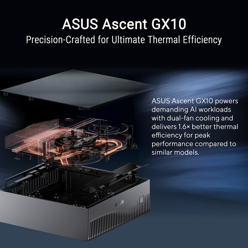 Load image into Gallery viewer, Asus ascent gx10 arm v9.2-a 128 1 mini-pc (donkergrijs | nvidia gb10 grace blackwell | dgx spark | nvlink-c2c | 128 gb | 1 tb ssd)