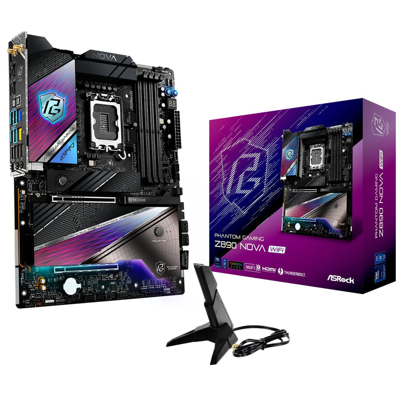 Load image into Gallery viewer, Asrock z890 nova wifi socket 1851 moederbord (zwart, raid, 5gb-lan, 2.5gb-lan, wi-fi 7, bt, sound, atx)