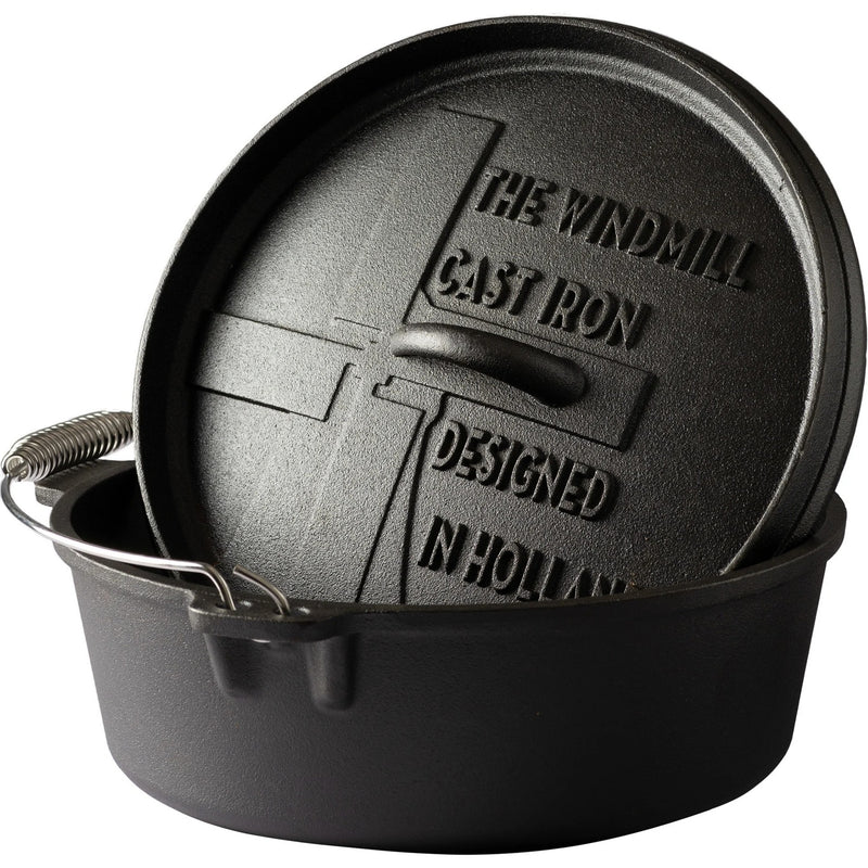 Afbeelding laden in galerijviewer, The windmill dutch oven 6 qt zonder pootjes kookpan (zwart, ø 31,5 cm | 5.9 liter)